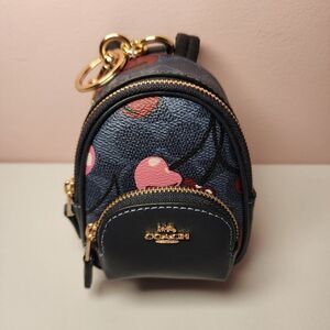 NWT COACH CZ086 Mini Court Backpack Bag Charm Signature Canvas Cherry Denim